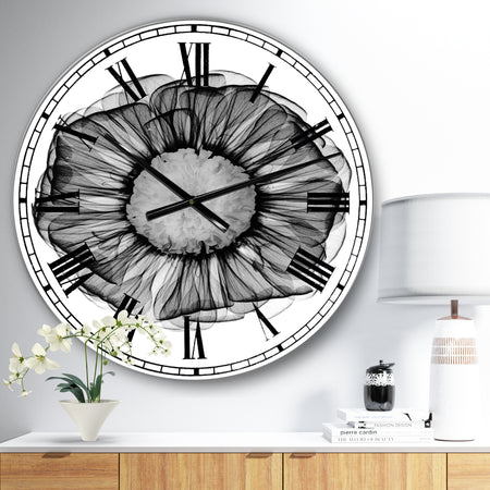 Zinnia Montage Black & White X-Ray - Large Cottage Wall Clock