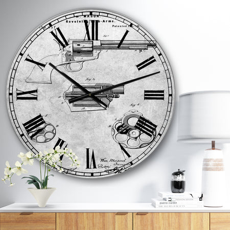 PP1119-Slate US Firearms Single Action Army Revolver Patent Poster - Large Cottage Wall Clock