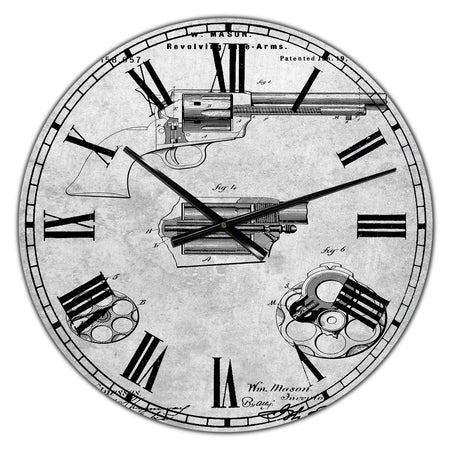 PP1119-Slate US Firearms Single Action Army Revolver Patent Poster - Large Cottage Wall Clock