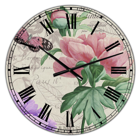 Vintage Flowers II - Large Cottage Wall Clock