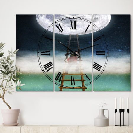 Reach for the Moon - Large Modern Wall Clock - 3 Panels