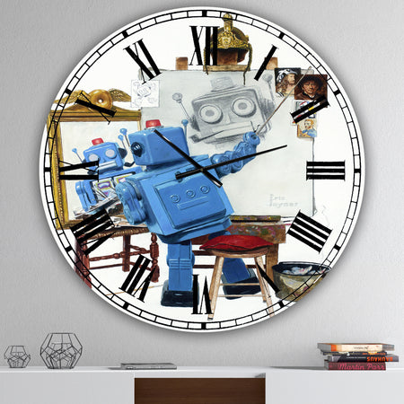 Robot Painting Selfie - Oversized Modern Wall Clock