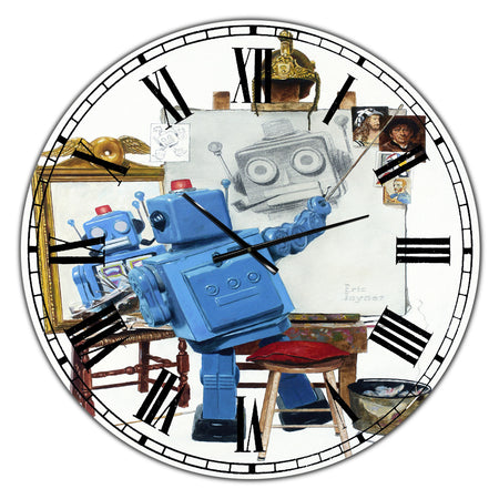 Robot Painting Selfie - Oversized Modern Wall Clock