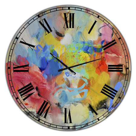 Carson Carrington Tomming 'Blue And Yellow Color Spatters III - Oversized Modern Wall Clock