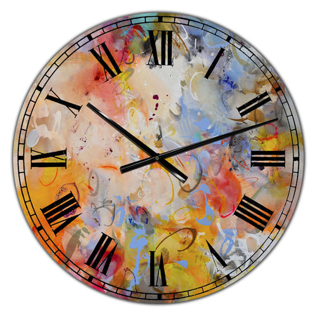 Blue And Yellow Color Whirls - Large Modern Wall Clock