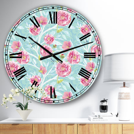 Evening Garden Pattern I - Large Cottage Wall Clock