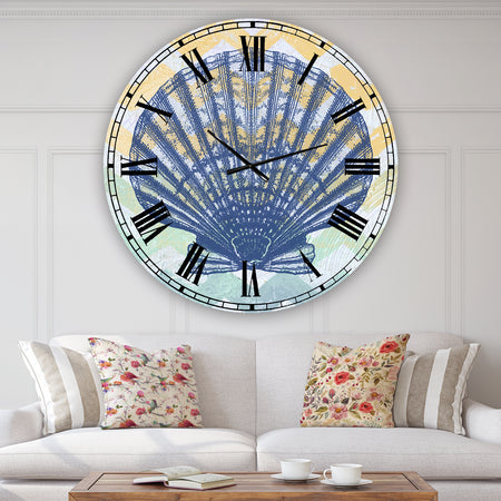 Chevron-Shell-1-7914 - Oversized Nautical & Coastal Wall Clock
