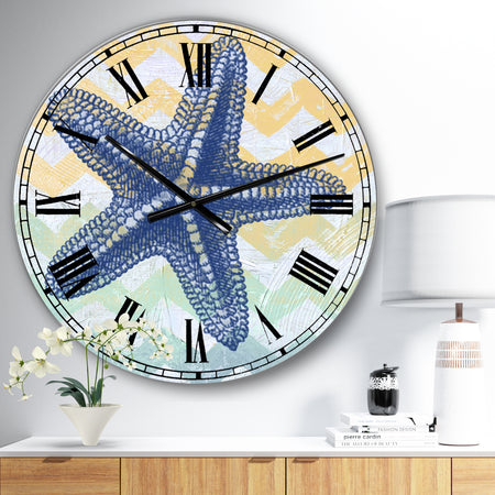Chevron-star fish-7914 - Large Nautical & Coastal Wall Clock