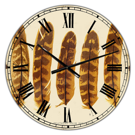 Five Pheasant Feathers - Large Cottage Wall Clock