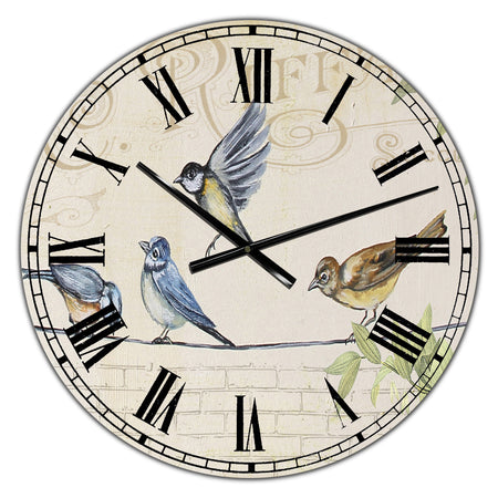 Birds Gathered On Wire Paris I - Cottage Wall Clock