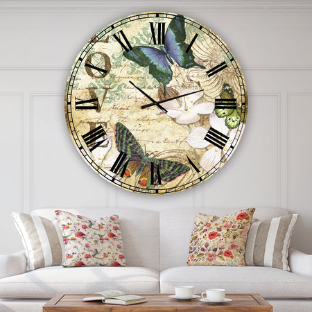 Inspirational Butterflies Love - Oversized Cottage Wall Clock