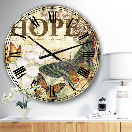 Inspirational Butterflies Hope - Large Cottage Wall Clock