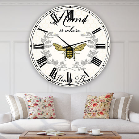 Porch & Den Jordy Honey Bee A - Oversized Cottage Wall Clock