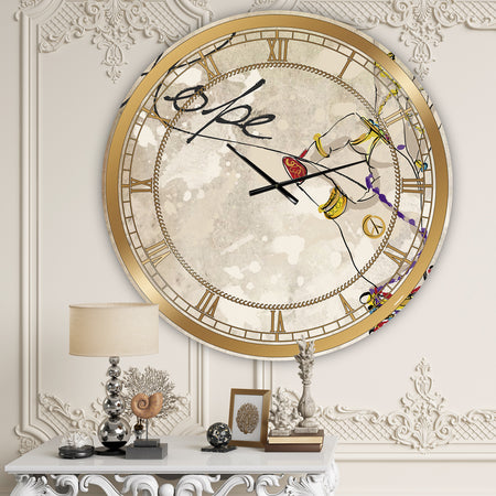 Gypsy Hippy Hand Hope - Oversized Cottage Wall Clock