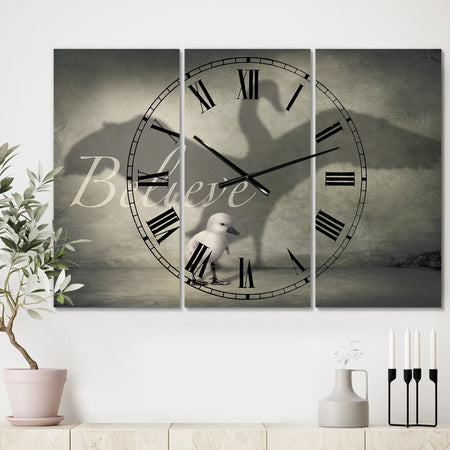 Believe Shadow IV - Large Cottage Wall Clock - 3 Panels