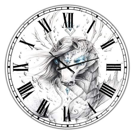 Sea Horse Crystal Blue - Oversized Modern Wall Clock