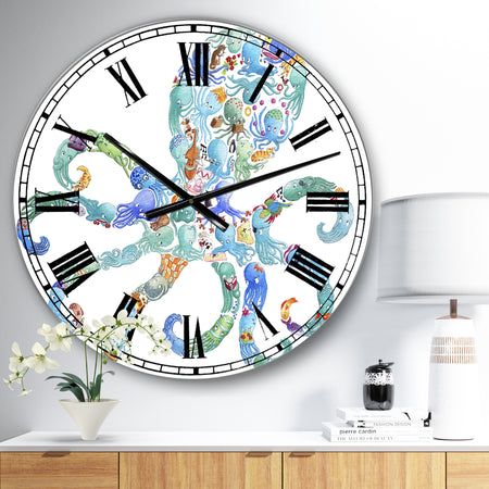 Octopus Made Of Octopus - Large Nautical & Coastal Wall Clock