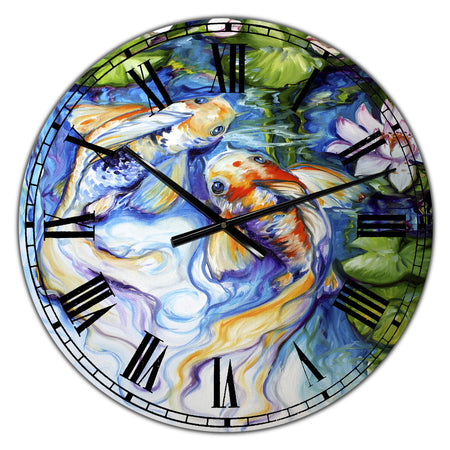 Koi Koi And Lily - Large Nautical & Coastal Wall Clock