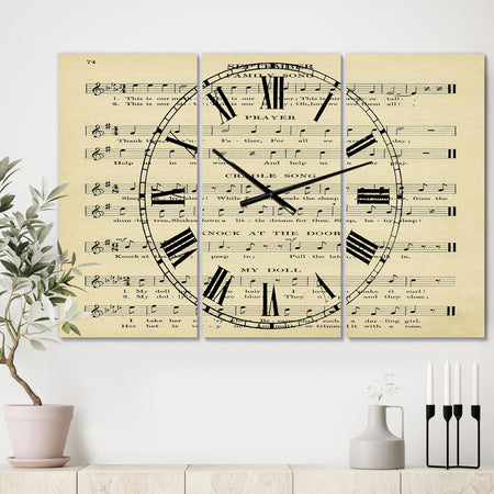 Prayer Song - Oversized Cottage Wall Clock - 3 Panels