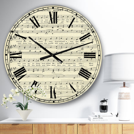 Goodmorning Merry Sunshine Music Score - Large Cottage Wall Clock