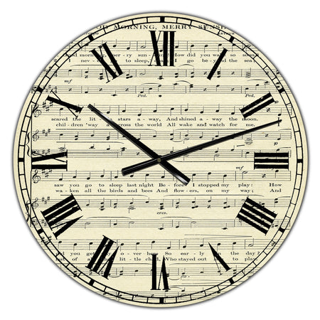 Goodmorning Merry Sunshine Music Score - Large Cottage Wall Clock