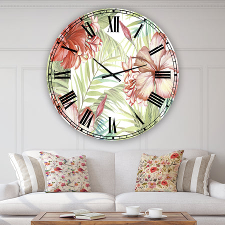 Hibiscus Paradise - Oversized Cottage Wall Clock