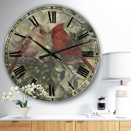 Kissing Cardinals - Large Cottage Wall Clock