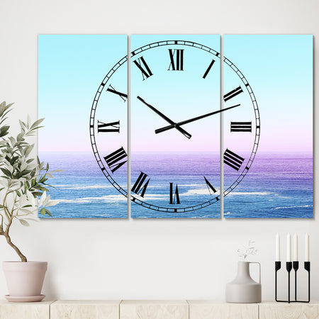Ocean View - Large Nautical & Coastal Wall Clock - 3 Panels