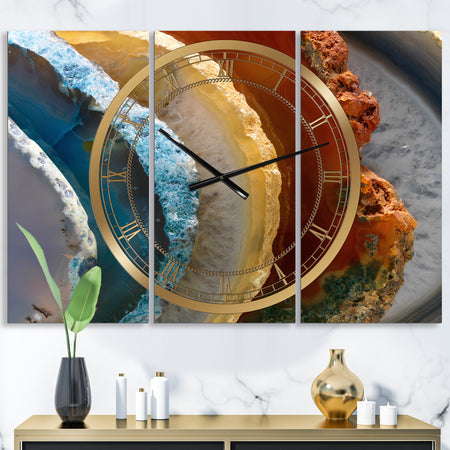 Mineral Slice XV - Large Fashion Wall Clock - 3 Panels