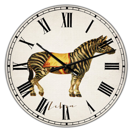 Circus Animals Zebra - Large Cottage Wall Clock