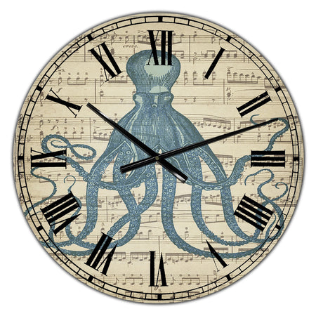 Octopus Music Score II - Large Nautical & Coastal Wall Clock