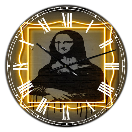 Mona Lisa Neon - Large Modern Wall Clock