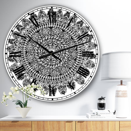 Mandala Drawing - Large Traditional Wall Clock