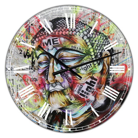 Street Art Graffiti Holy Man - Large Modern Wall Clock