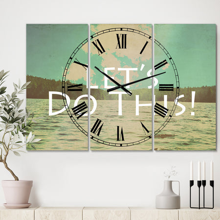 Lets Do This - Large Cottage Wall Clock - 3 Panels