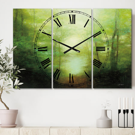 Into the Clearing Forest - Cottage 3 Panels Large Wall CLock
