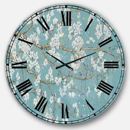 Blue April Tree - Traditional Large Wall CLock