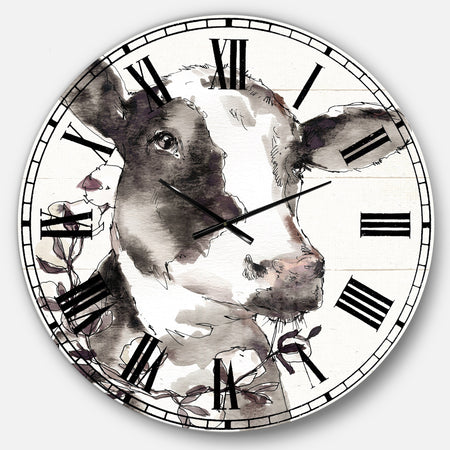 Cow Portrait Country Life - Wildlife Large Wall CLock