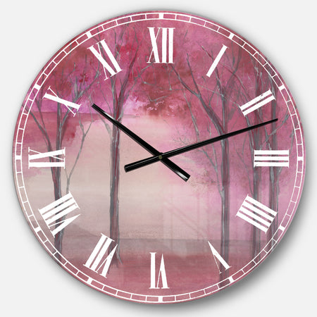 Pink Forest - Traditional Landscape Large Wall CLock