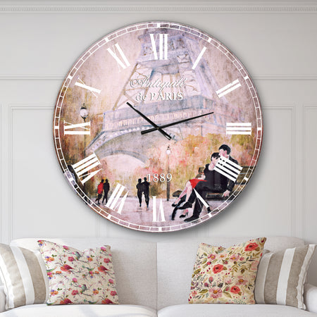 Love in Paris VI - Romantic French Country Large Wall CLock