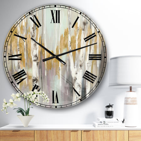 The Gray Barn Jartop 'Silver and Yellow Birch Forest II - Oversized Metal Clock