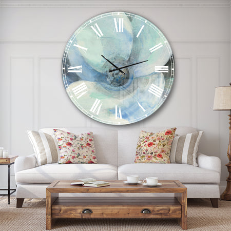 Watercolor Moonlight Magnolia II - Farmhouse Large Wall CLock