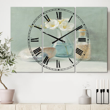 Pastel Bath II - Cottage 3 Panels Large Wall CLock