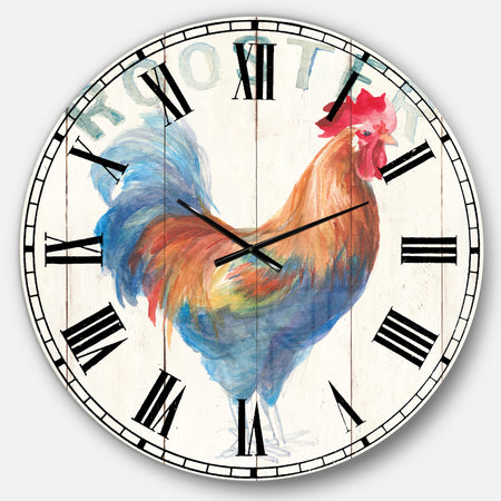 Wood Farm Roaster I - Farmhouse Large Wall CLock