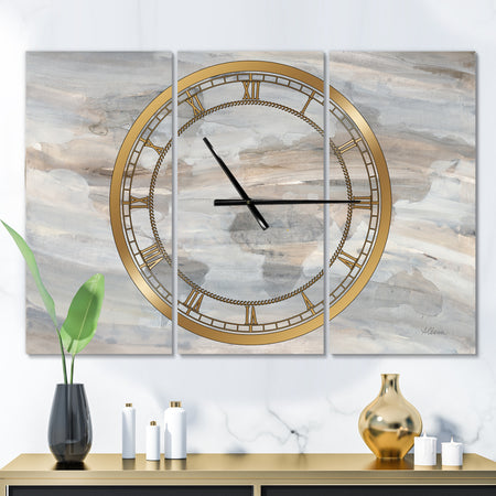 Misty World Map - Glam 3 Panels Oversized Wall CLock