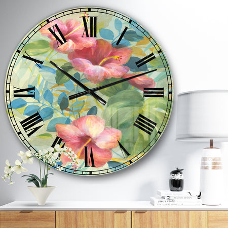 Hibiscus Garden II - Traditional Large Wall CLock