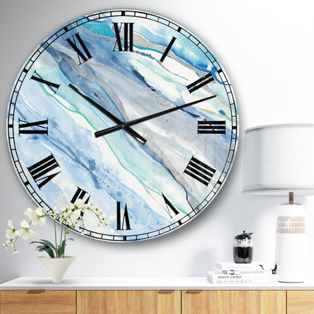 Blue Silver Spring II - Modern Lake House Oversized Wall CLock