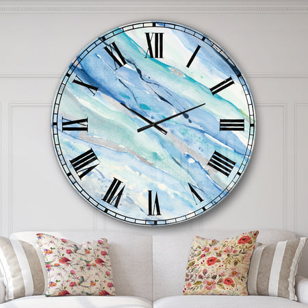 Blue Silver Spring I - Modern Lake House Wall CLock