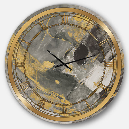 Marble Gold and Black II - Glam Large Wall CLock