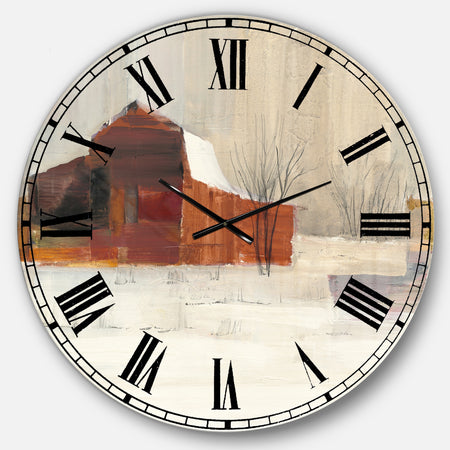 Winter in the Barns - Farmhouse Large Wall CLock